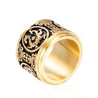 Titanium Steel Finger Ring Vacuum Ion Plating rotatable & for man & blacken golden 17mm Sold By PC