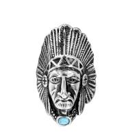 Пальцевидное Кольцо Титановой Стали, титан, с бирюза, Связанный вручную, разный размер для выбора & Мужский & чернеют, оригинальный цвет, 44mm, продается PC