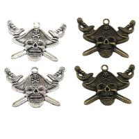 Tibetan Style Skull Pendants, plated, DIY, more colors for choice, 43x33x5mm, Sold By PC