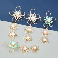 Fashion Statement Earring Zinc Alloy with ABS Plastic Pearl gold color plated fashion jewelry & for woman & with rhinestone Sold By Pair