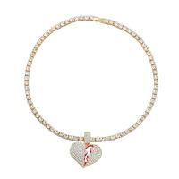 Zinek šperky náhrdelník, Srdce, barva pozlacený, módní šperky & pro ženy & s drahokamu, zlatý, 46mm, Délka 18.26 inch, Prodáno By PC