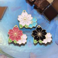 Tibetan Style Enamel Pendants, Flower, gold color plated, Unisex, more colors for choice, nickel, lead & cadmium free, 25x26mm, Approx 100PCs/Bag, Sold By Bag