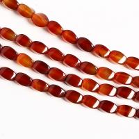 Naturlig rød agat perler, Red Agate, du kan DIY, rød, 8x12mm, Solgt Per Ca. 38 cm Strand