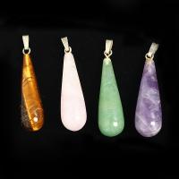 Gemstone Pendants Jewelry, Natural Stone, Teardrop, different materials for choice & Unisex, 33x10mm, Sold By PC