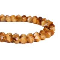 Natural Tiger Eye Beads, Rhombus, DIY & different size for choice & faceted, golden, Sold By Strand