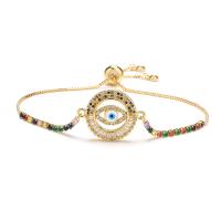 Evil Eye Jewelry Bracelet, Brass, gold color plated, Unisex & different styles for choice & micro pave cubic zirconia & enamel, mixed colors, nickel, lead & cadmium free, Length:16-21 cm, Sold By PC