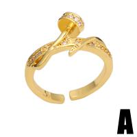 Cubic Zirconia Micro Pave Brass Ring, high quality gold color plated, different styles for choice & micro pave cubic zirconia & for woman, golden, nickel, lead & cadmium free, 21mm, Sold By PC
