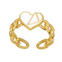 Brass δάχτυλο του δακτυλίου, Ορείχαλκος, Καρδιά, χρυσό χρώμα υψηλής ποιότητας μέταλλο, για τη γυναίκα & σμάλτο, περισσότερα χρώματα για την επιλογή, νικέλιο, μόλυβδο και κάδμιο ελεύθεροι, 11mm, Sold Με PC