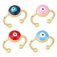 Evil Eye Jewelry Finger Ring Brass high quality gold color plated for woman & enamel nickel lead & cadmium free 10mm Sold By PC
