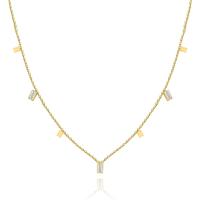 Titanium Steel Necklace, 14K gold plated, micro pave cubic zirconia & for woman, more colors for choice, 390mm, Sold By PC