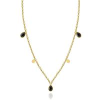 Titanium Steel Necklace, 14K gold plated, micro pave cubic zirconia & for woman, more colors for choice, 395mm, Sold By PC
