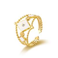 Titantium Steel finger ring, Titan Stål, 14K guldpläterad, Justerbar & för kvinna & emalj & ihålig, fler färger för val, 20mm, Säljs av PC