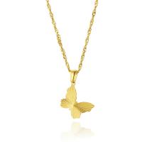 Titanium Steel Necklace, Butterfly, 14K gold plated, fashion jewelry & for woman, gold, 19x21mm, Length:50 cm, Sold By PC