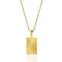 Titanium Steel Necklace, Square, 14K gold plated, fashion jewelry & for woman, gold, 22x7mm, Length:Approx 17.7 Inch, Sold By PC