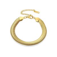 Titanium Steel Bracelet & Bangle 14K gold plated fashion jewelry & for woman gold 220mm Sold By PC