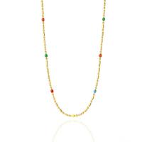 Titanium Steel Necklace, 14K gold plated, for woman & enamel, gold, 460mm, Sold By PC