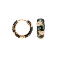 Brass Huggie Hoop Earring gold color plated & for woman & enamel Sold By Pair