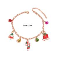 Christmas Holiday Bracelet Zinc Alloy gold color plated for woman & enamel gold 240mm Sold By PC
