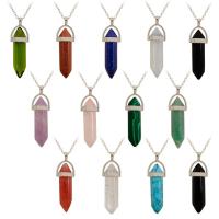 Gemstone Pendants Jewelry, with brass bail, pendulum, platinum color plated, different materials for choice, 32x8mm, Hole:Approx 2-4mm, Sold By PC