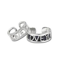 Couple Finger Rings 925 Sterling Silver Alphabet Letter polished adjustable & with rhinestone & hollow Sold By PC