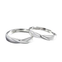 Couple Finger Rings, 925 Sterling Silver, polished, adjustable & different styles for choice, silver color, Sold By PC