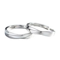 Couple Finger Rings, 925 Sterling Silver, polished, adjustable & different styles for choice, silver color, Sold By PC