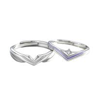Pár prsteny, 925 Sterling Silver, lesklý, nastavitelný & smalt & s drahokamu, více barev na výběr, Prodáno By PC