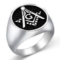 Rozsdamentes acél Finger Ring, 316L rozsdamentes acél, különböző méretű a választás & az ember & megfeketedik, az eredeti szín, 21x21mm, Méret:7-13, Által értékesített PC