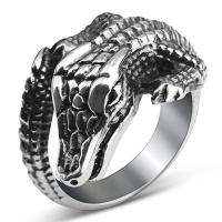 Палец кольцо из нержавеющей стали, Нержавеющая сталь 316, Крокодил, разный размер для выбора & Мужский & чернеют, оригинальный цвет, 21mm, размер:7-14, продается PC