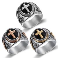 Палец кольцо из нержавеющей стали, Нержавеющая сталь 316, Kресты, разный размер для выбора & Мужский & Эпоксидная стикер, Много цветов для выбора, 20mm, размер:7-14.5, продается PC