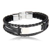 PU Leather Cord Bracelets, with Tibetan Style, fashion jewelry & Unisex, more colors for choice, 40x12mm, Length:Approx 8.26 Inch, Sold By PC