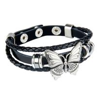 PU Leather Cord Bracelets with Zinc Alloy fashion jewelry & Unisex Length Approx 9-9.4 Inch Sold By PC