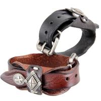 PU Leather Cord Bracelets, with Tibetan Style, punk style & for man, more colors for choice, 300x20mm, Sold By PC