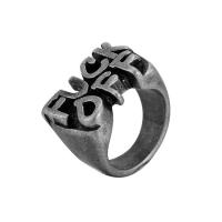 Titanium Steel Finger Ring Alphabet Letter Carved & for man original color Sold By PC