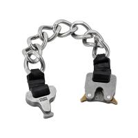 Bracelet d'acier titane, avec cuir PU, Plaqué de couleur d'argent, pour homme, Longueur Environ 8.26 pouce, Vendu par PC