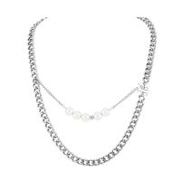 Titanstahl Halskette, mit Kunststoff Perlen, poliert, Punk-Stil & unisex & Multi-Strang, originale Farbe, Länge ca. 17.71 ZollInch, verkauft von PC