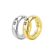 Couple Finger Rings Titanium Steel Vacuum Ion Plating Unisex & with letter pattern & enamel Sold By PC