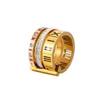 Titantium Steel finger ring, Titan Stål, Unisex & olika storlek för val & med strass, fler färger för val, 17x3mm, Säljs av PC