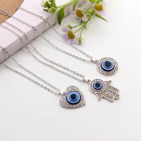 Evil Eye smykker halskæde, Zinc Alloy, forskellige stilarter for valg & emalje & med rhinestone, flere farver til valg, 270mm, Solgt af PC