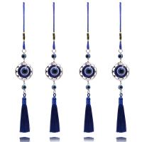 Hangende Ornamenten, Zinc Alloy, met Textiel binnenwerk Cord & Lampwork & Copper Coated Plastic, verschillende stijlen voor de keuze, blauw, Verkocht door PC