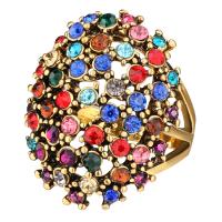 Rhinestone Finger Ring Zinc Alloy plated fashion jewelry & for woman & with rhinestone nickel lead & cadmium free 27.80mm Sold By PC