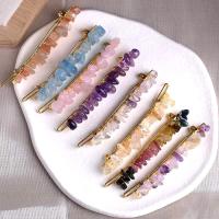 Hair Slide Zinc Alloy with Natural Stone handmade & for woman nickel lead & cadmium free 80mm Sold By PC