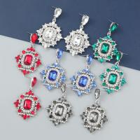 Rhinestone Earring Zinc Alloy silver color plated fashion jewelry & for woman & with rhinestone Sold By Pair