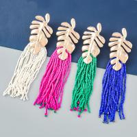 Fashion Fringe Earrings Zinc Alloy with Seedbead Butterfly gold color plated fashion jewelry & for woman Sold By Pair