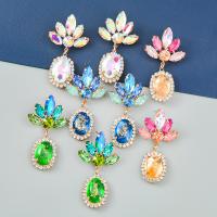 Rhinestone Earring Zinc Alloy with Resin plated fashion jewelry & for woman & with rhinestone Sold By Pair