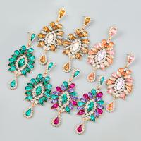 Rhinestone náušnice, Zinek, módní šperky & pro ženy & s drahokamu, více barev na výběr, 102x43mm, Prodáno By Pair