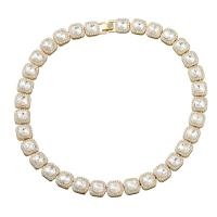 Zinc Alloy smykker halskæde, guldfarve belagt, mode smykker & for kvinde & med rhinestone, gylden, Solgt Per 18.11 inch Strand
