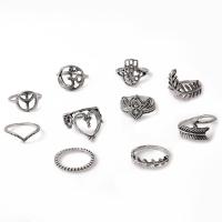 Juego de anillos de aleación de zinc, pulido, 10 piezas & Joyería & para mujer, color original, Vendido por Set