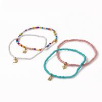 Fashion Jewelry Anklet, Tibetan Style, with Seedbead, gold color plated, 4 pieces & for woman, multi-colored, Sold By Set