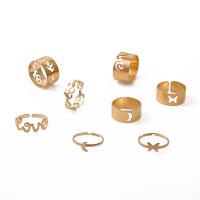 Cink Alloy Ring Set, Cink ötvözet, arany színű aranyozott, 8 darab & divat ékszerek & a nő, aranysárga, Által értékesített Set